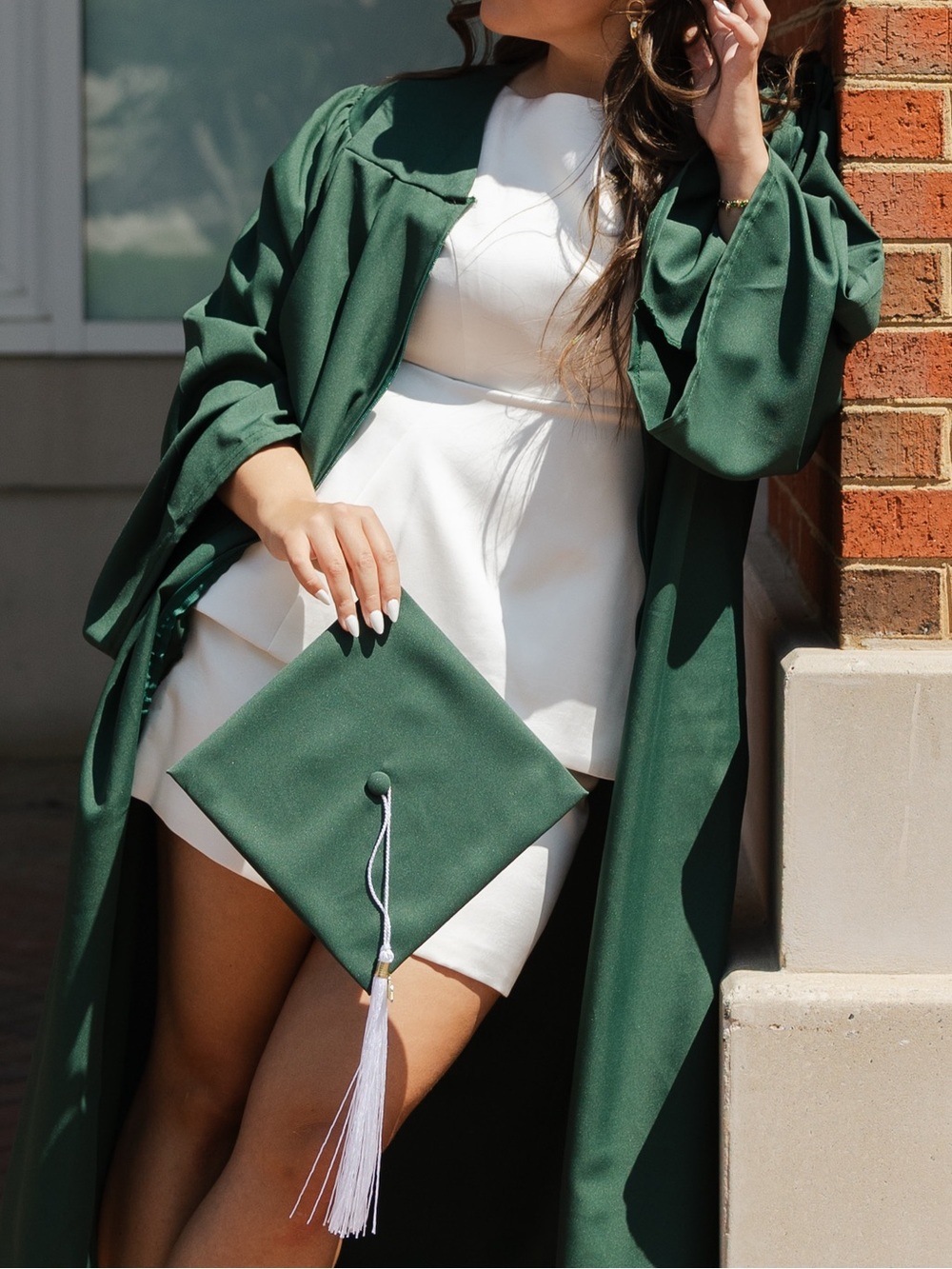 Grad White Short-Sleeve Peplum Mini Dress